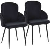 Dahlia Dining Chair in Black Metal, Gold & Black Velvet (Set of 2)